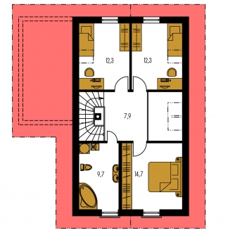 Image miroir | Plan de sol du premier étage - PREMIER 186